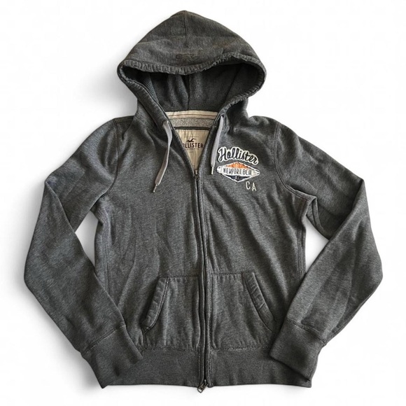 Hollister Tops - Hollister Gray Zip Hoodie with Newport Beach Patch